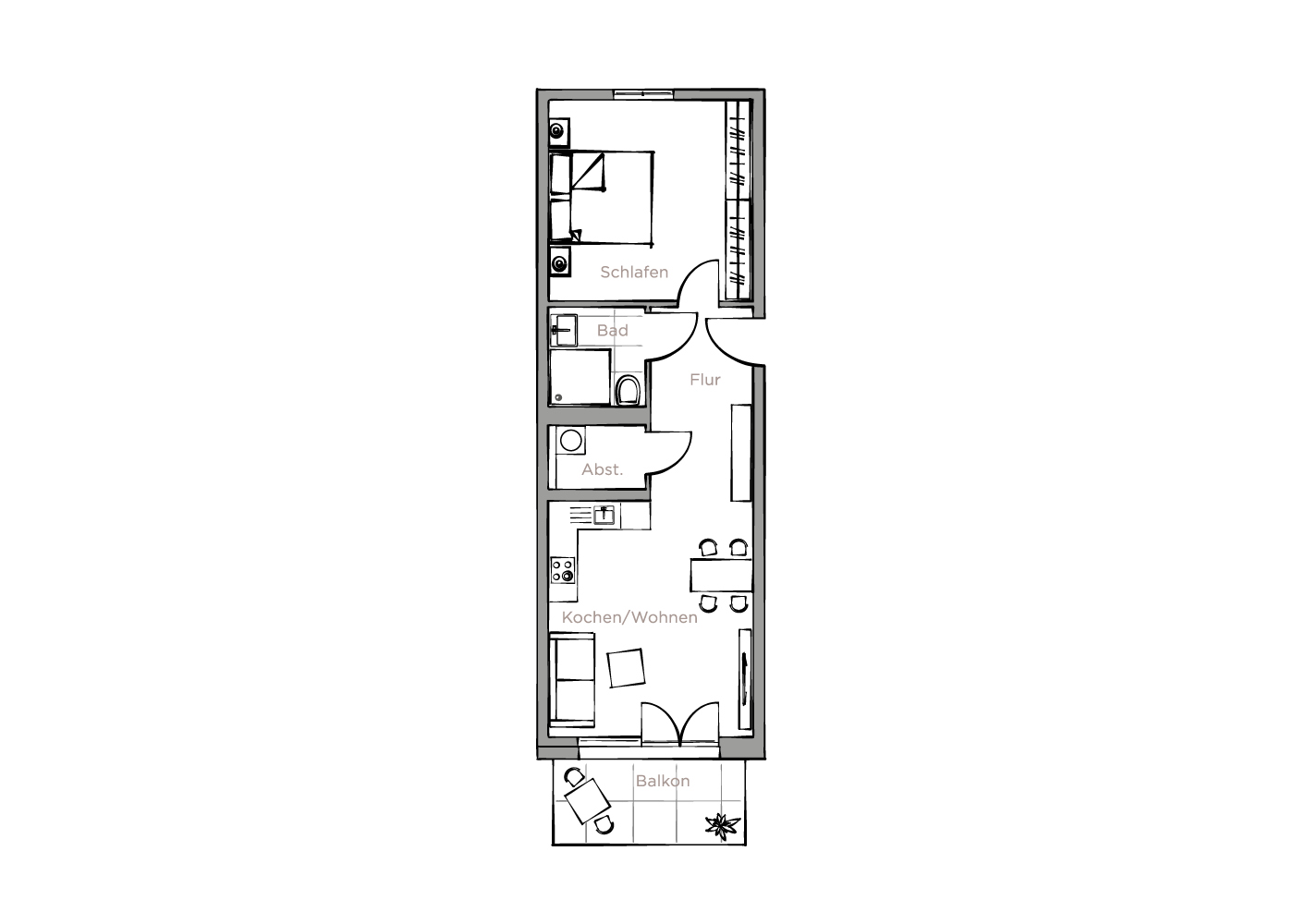 Grundriss Wohnung W-2, EG